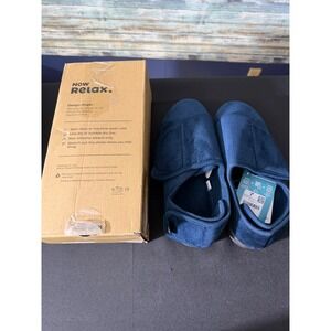 HomeTop Slippers 12 Navy Blue New Adjustable Memory Foam Wide Diabetic Shoes